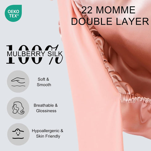 22 Momme Silk Sleep Cap with Ice Silk Band (T)